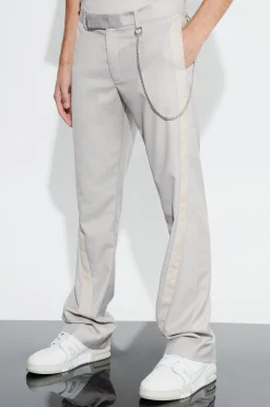 boohooMAN Slim Fit Flare Colour Block Panel Trouser | UK| Trousers