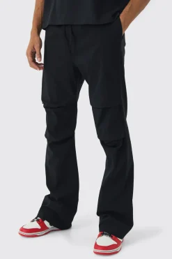 boohooMAN Slim Fit Flare Rushed Leg Bengaline Trouser | UK| Trousers