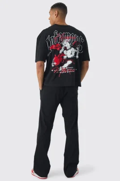 boohooMAN Slim Fit Flare Rushed Leg Bengaline Trouser | UK| Trousers