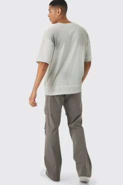 boohooMAN Slim Fit Flare Rushed Leg Bengaline Trouser | UK| Trousers