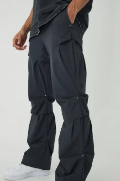 boohooMAN Slim Fit Flare Stacked Trousers With Ruched Detail | UK| Trousers