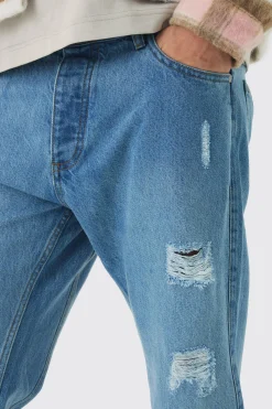 boohooMAN Slim Fit Flared Ripped Knee Jeans With Let Down Hem | UK| Trousers|Jeans