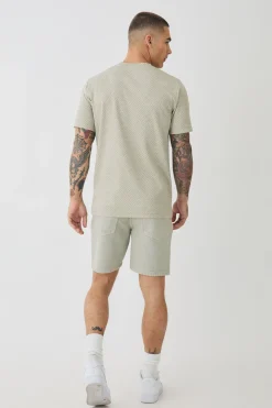 Slim Fit Geo Jacquard T-shirt | UK^boohooMAN Online
