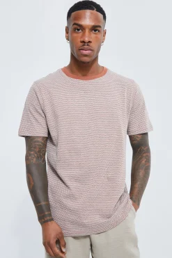Slim Fit Honeycomb Jacquard T-shirt | UK^boohooMAN
