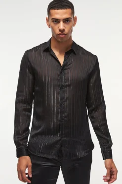 boohooMAN Slim Fit Long Sleeve Mesh Shirt | UK| Shirts