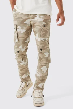 boohooMAN Slim Fit Multi Popper Cargo Camo Trouser | UK| Trousers|Cargos