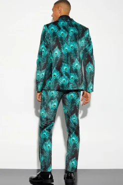 boohooMAN Slim Fit Printed Velour Suit Jacket | UK| Suits & Tailoring