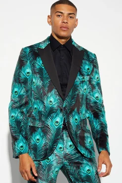 boohooMAN Slim Fit Printed Velour Suit | UK| Suits & Tailoring