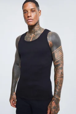 Slim Fit Ribbed Vest | UK^boohooMAN Hot