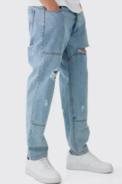boohooMAN Slim Fit Ripped Carpenter Panelled Jeans | UK| Trousers|Jeans