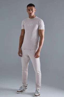 boohooMAN Slim Fit Scuba T-shirt & Jogger Set | UK| Sets & Co-Ords