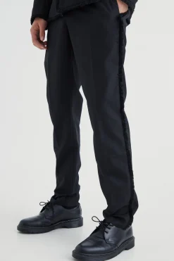 boohooMAN Slim Fit Smart Trousers With Distressing | UK| Trousers