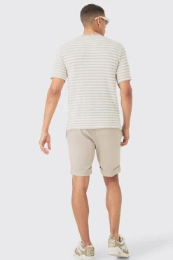 Slim Fit Textured Stripe T-shirt | UK^boohooMAN Clearance