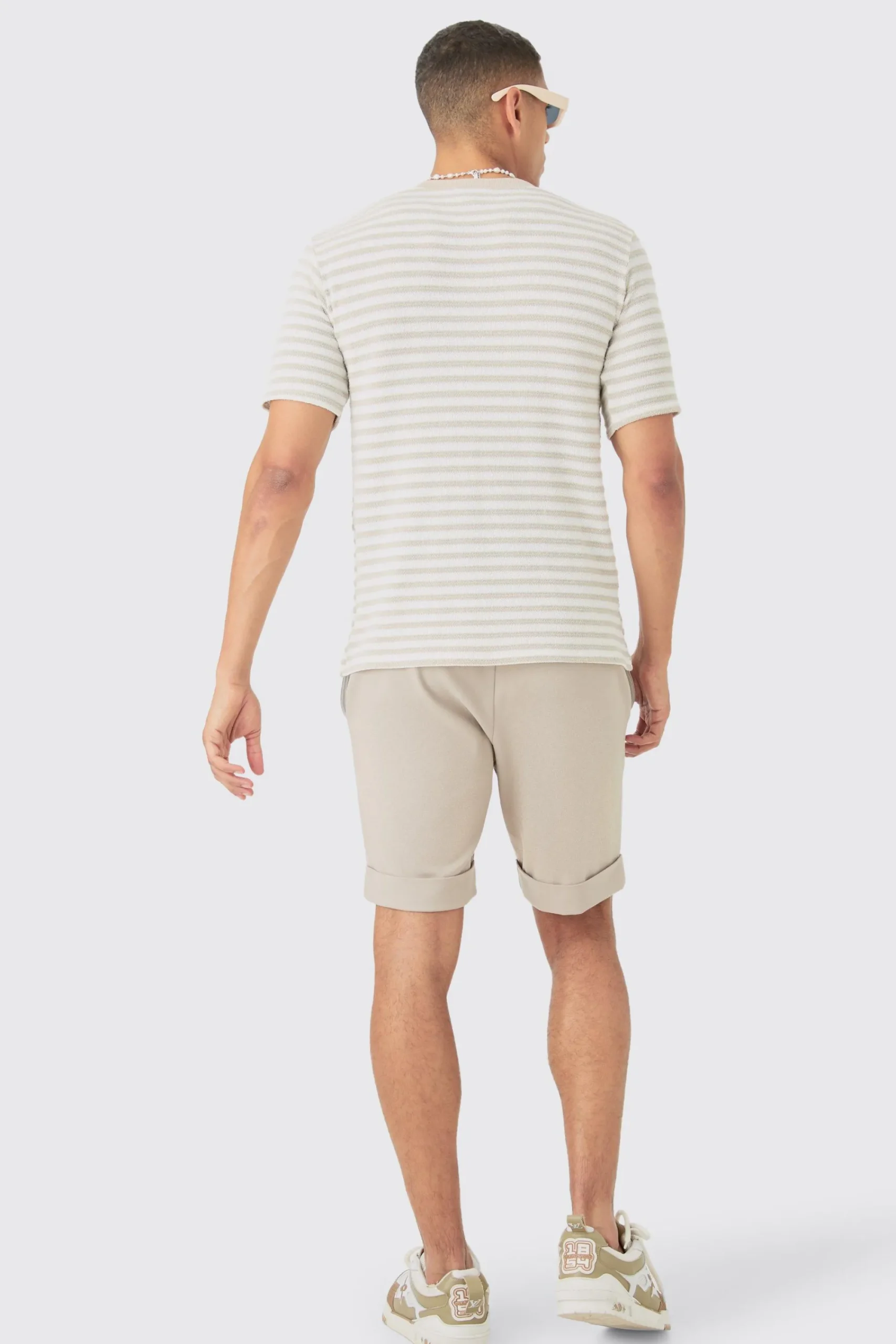 Slim Fit Textured Stripe T-shirt | UK^boohooMAN Clearance