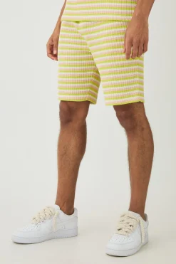 boohooMAN Slim Fit Textured Stripe Shorts | UK| Shorts