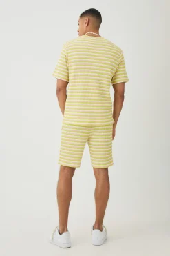 boohooMAN Slim Fit Textured Stripe Shorts | UK| Shorts