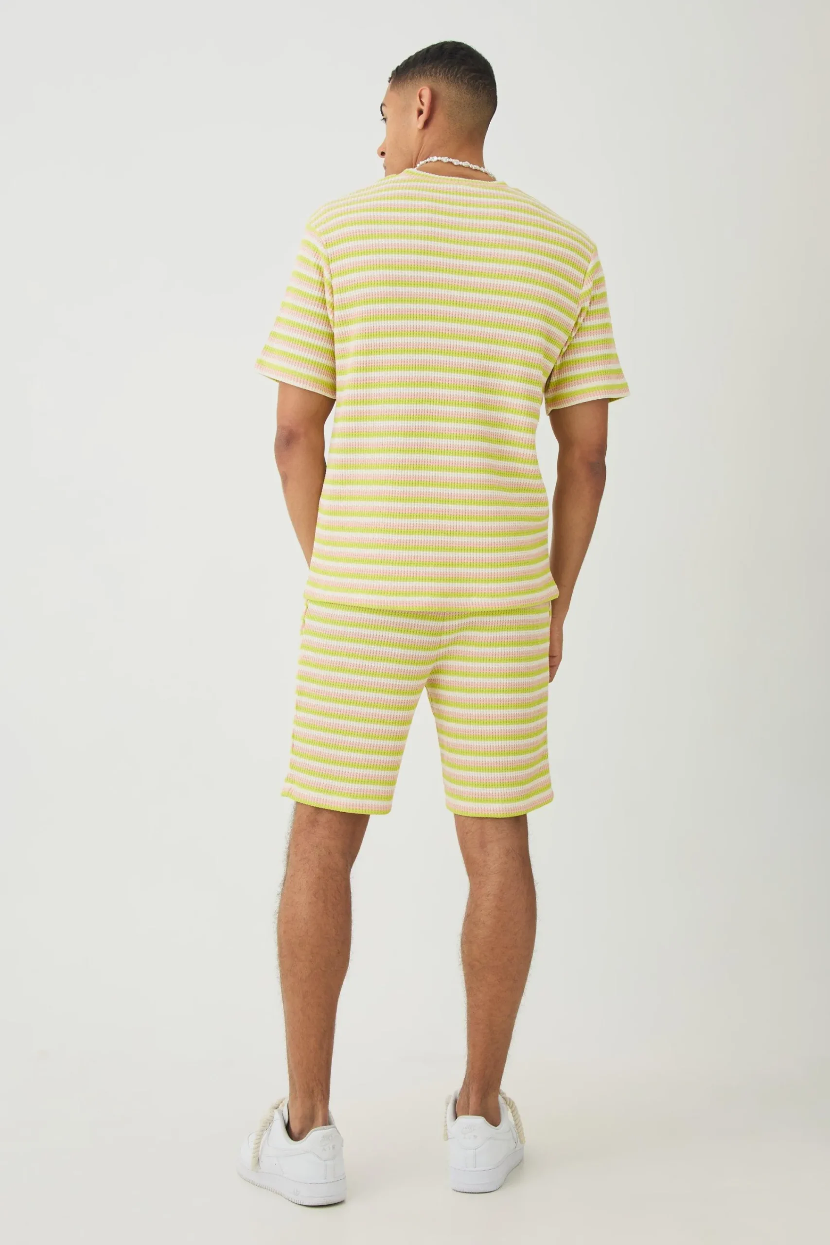 boohooMAN Slim Fit Textured Stripe Shorts | UK| Shorts