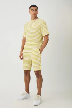 boohooMAN Slim Fit Textured Stripe Shorts | UK| Shorts