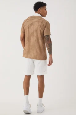 boohooMAN Slim Fit Textured Stripe Short Sleeve Shirt | UK| Shirts