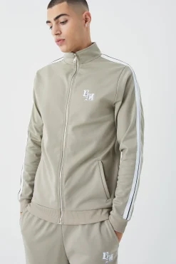 boohooMAN Slim Fit Tricot Side Tape Funnel Neck Tracksuit | UK| Tracksuits