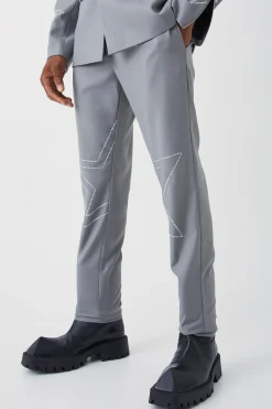 boohooMAN Slim Fit Trouser With Rhinestone Embellishment | UK| Trousers