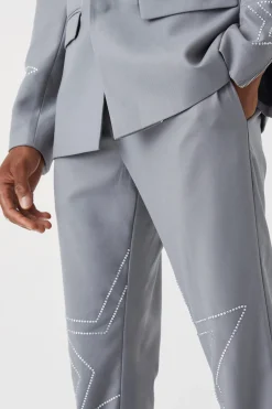 boohooMAN Slim Fit Trouser With Rhinestone Embellishment | UK| Trousers