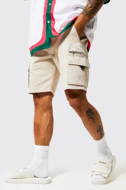 boohooMAN Slim Fit Twill Zip Pocket Cargo Shorts | UK| Shorts