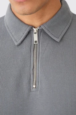 boohooMAN Slim Fit Waffle Polo & Short Set | UK| Tracksuits