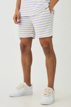 boohooMAN Slim Fit Waffle Stripe Shorts | UK| Shorts