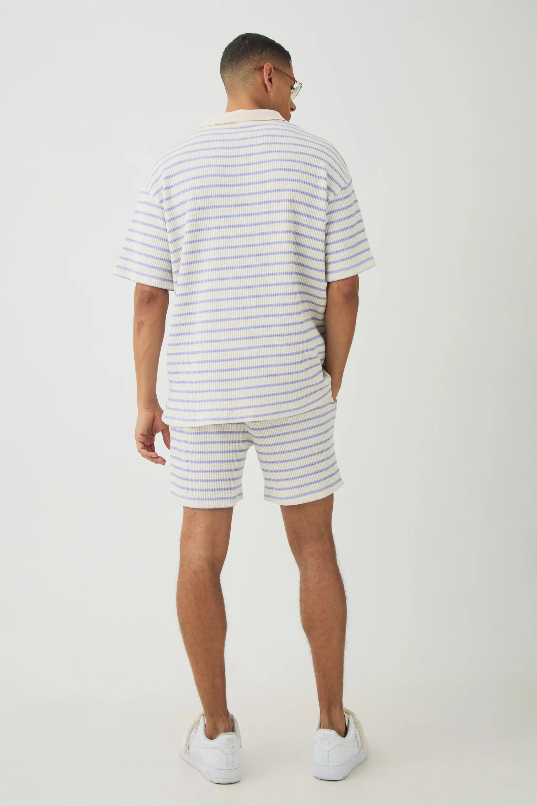 boohooMAN Slim Fit Waffle Stripe Shorts | UK| Shorts