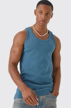 Slim Fit Waffle Vest | UK^boohooMAN Discount