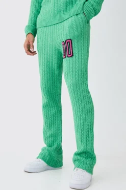 boohooMAN Slim Flare Brushed Cable Knit Joggers | UK| Joggers|Tracksuits