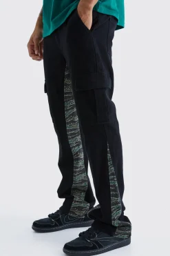 boohooMAN Slim Flare Camo Gusset Cargo Trouser | UK| Trousers