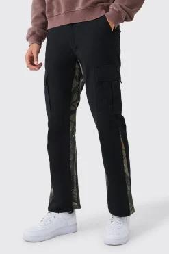 boohooMAN Slim Flare Forrest Camo Gusset Cargo Trouser | UK| Trousers