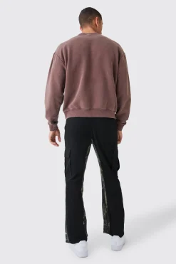 boohooMAN Slim Flare Forrest Camo Gusset Cargo Trouser | UK| Trousers