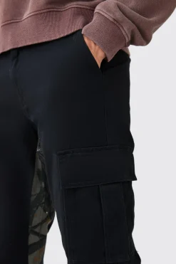 boohooMAN Slim Flare Forrest Camo Gusset Cargo Trouser | UK| Trousers