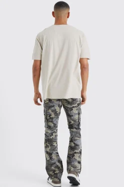 boohooMAN Slim Flare Gusset Camo Bandana Cargo Trouser | UK| Trousers|Cargos
