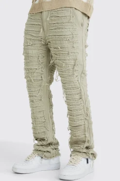 boohooMAN Slim Flare Heavily Distressed Trouser | UK| Trousers