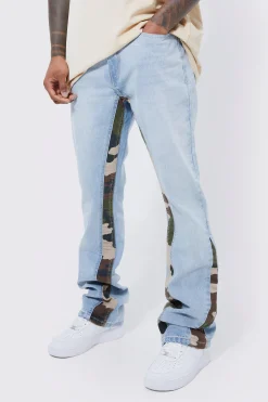 boohooMAN Slim Flare Jeans With Camo Panels | UK| Jeans