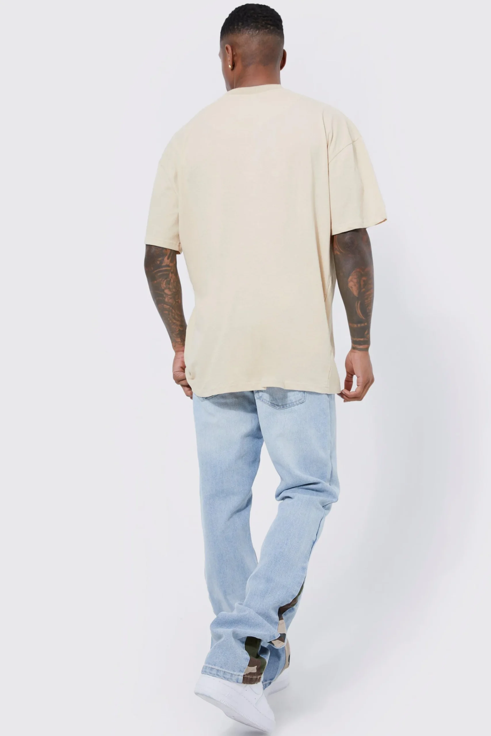 boohooMAN Slim Flare Jeans With Camo Panels | UK| Jeans