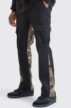 boohooMAN Slim Flare Pixel Camo Gusset Cargo Trouser | UK| Trousers