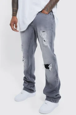 boohooMAN Slim Flare Rip And Repair Jeans | UK| Trousers|Jeans
