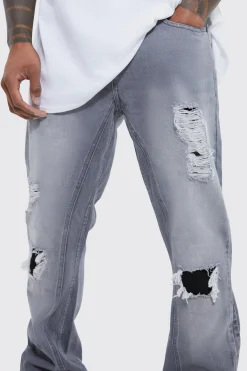 boohooMAN Slim Flare Rip And Repair Jeans | UK| Trousers|Jeans