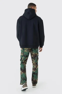 boohooMAN Slim Flare Ripstop Camo Cargo Trouser With Popper Hem | UK| Trousers