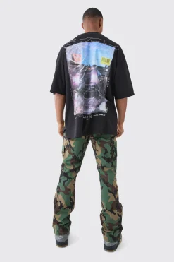 boohooMAN Slim Flare Ripstop Camo Cargo Trouser With Zip Gusset | UK| Trousers