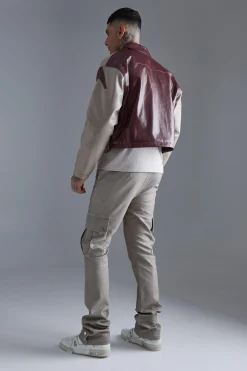 boohooMAN Slim Flare Washed Pu Cargo Popper Hem Trouser | UK| Trousers|Cargos