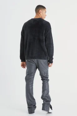 boohooMAN Slim Flare Washed Pu Cargo Popper Hem Trouser | UK| Trousers|Cargos