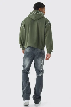 boohooMAN Slim Flared Patchwork Distressed Jeans | UK| Trousers|Jeans