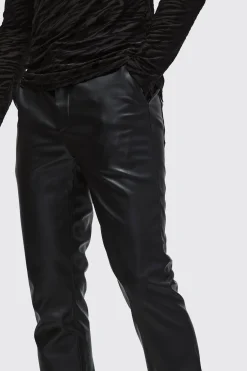 boohooMAN Slim Flared Pu Trousers | UK| Trousers