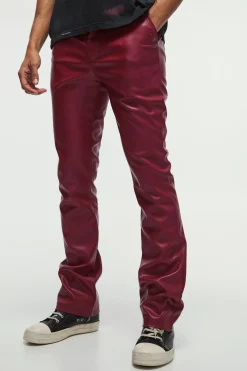boohooMAN Slim Flared Pu Trousers | UK| Trousers